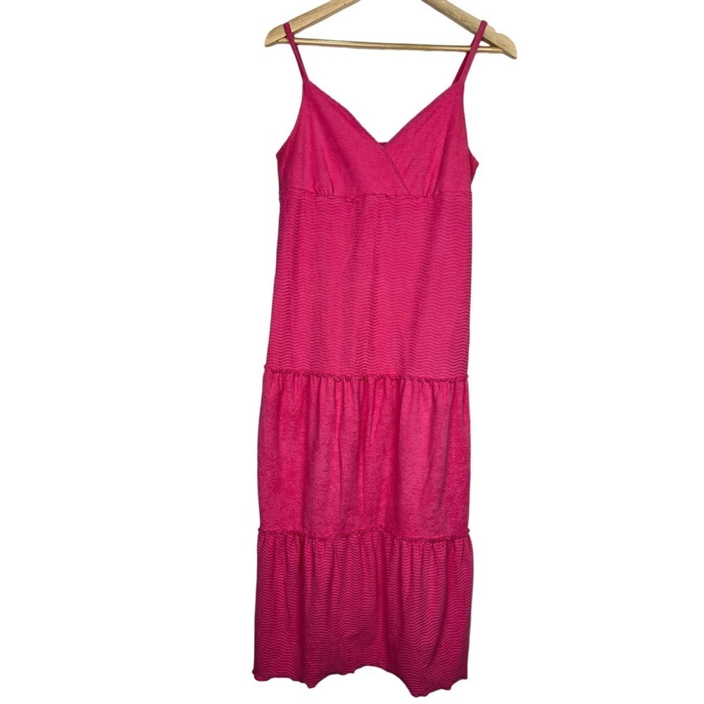 NWOT Cypress Cover-Up Hot Pink Midi Tiered Beach Terrycloth Swimsuit Cover Up S